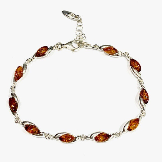 Silver Amber Set Bracelet