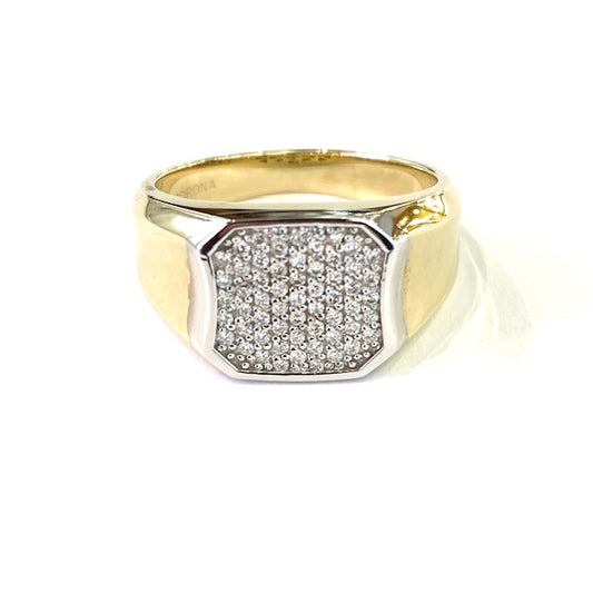 9ct Yellow Gold Diamond Signet Ring Size U