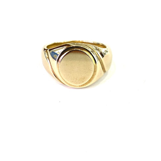 9ct Yellow Gold Oval Signet Ring Size R