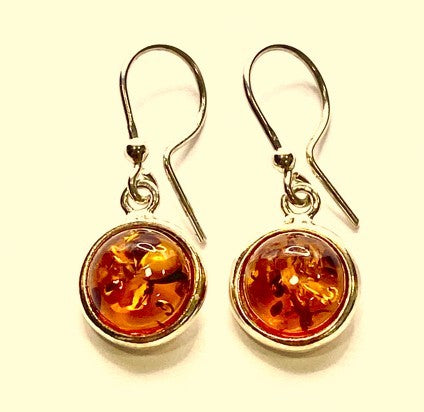 Silver Amber set Drop Earrings Amber 10mm x 10mm