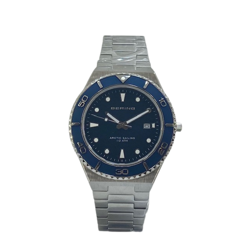 18940-707 Bering Classic Blue dial with calander S/S bracelet watch