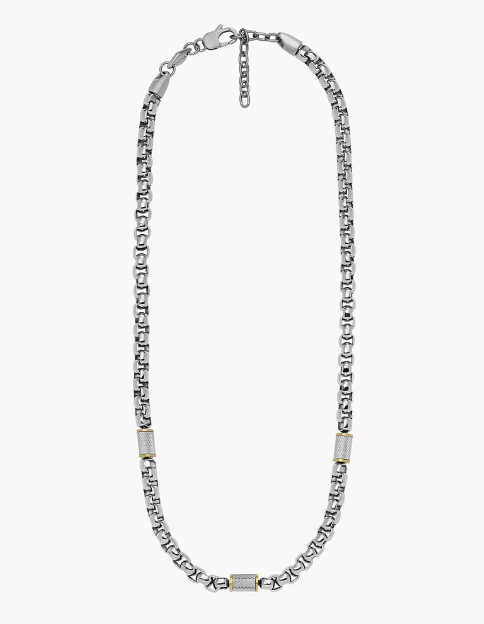 Fossil Two Tone Stainless Steel Chain Necklace JF04145998