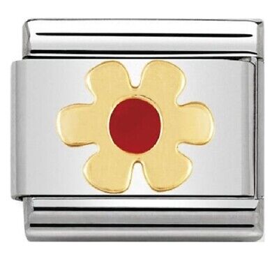 Nomination Classic 18K Gold and Enamel Gold & Red Flower Charm 030214/20