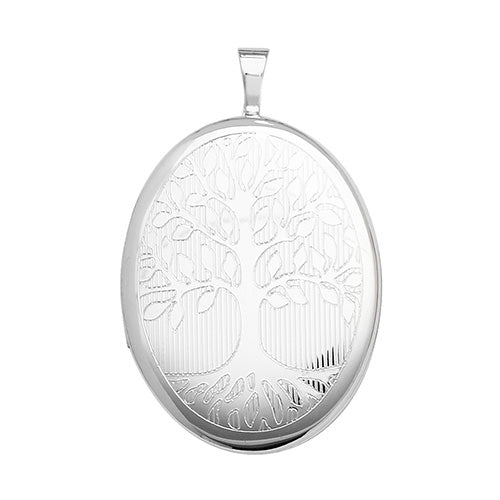 Silver Oval Tree of Life Pattern Locket