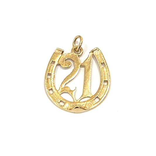 9ct Yellow Gold 21 Horseshoe Charm Pre Loved