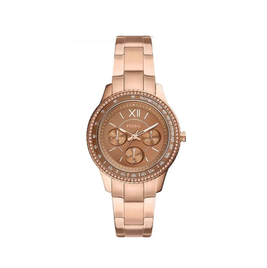 ES5109 Fossil Ladies Stella Rose plated Multi function and CZ set bracelet watch