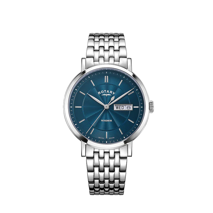 GB05420/05 Rotary Gents Windsor Stainless Steel Watch 2 Years Guarantee Water Resistance 50m