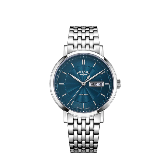 GB05420/05 Rotary Gents Windsor Stainless Steel Watch 2 Years Guarantee Water Resistance 50m