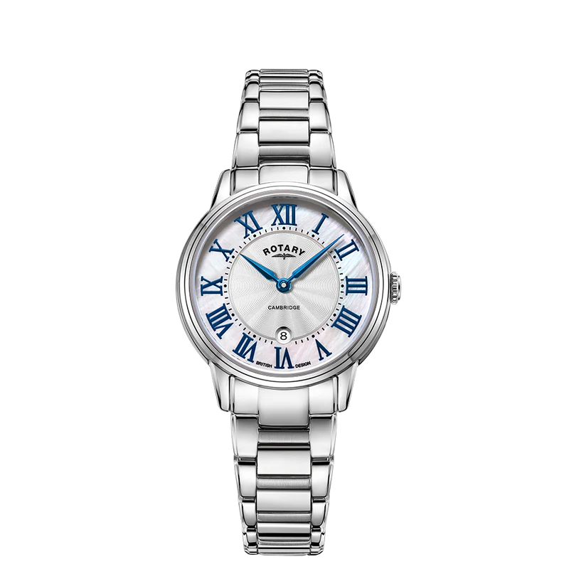Rotary Cambridge Roman Numerals white dial with date Stainless Steel bracelet watch LB05425/07
