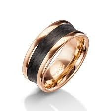 Furrer Jacot 18ct 9mm Rose Gold and Carbon Ring