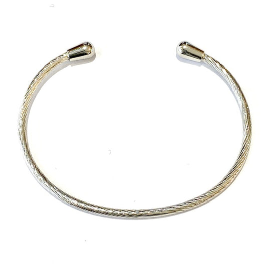 9ct White Gold Patterned Torque Bangle