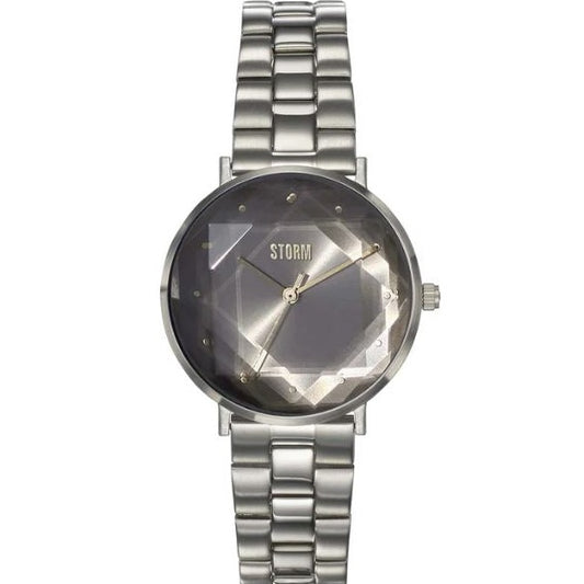 Storm Elexi Stainless steel Taupe dial faceted glass bracelet watch