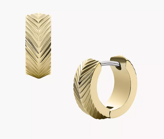 Fossil Texture Gold Plated Stainless Steel Hoop Earrings JF04116710