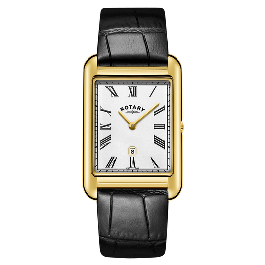 Rotary Heritage Astoria Gold plated Stainless Steel Watch on Leather Strap