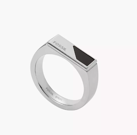Fossil Genuine Dress Dive Black Onyx Signet Ring JF03930040
