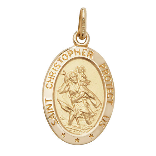 9ct Yellow Oval St Christopher Pendant