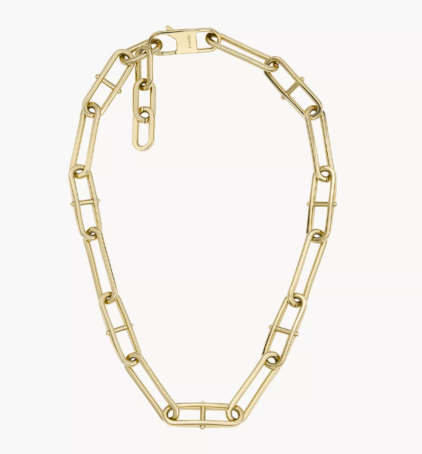 Fossil Ladies Heritage D-Link Gold Plated Stainless Steel Chain Necklace JF04102710