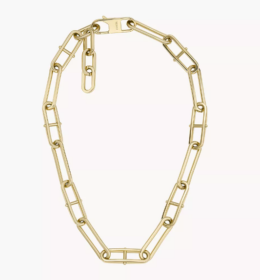 Fossil Ladies Heritage D-Link Gold Plated Stainless Steel Chain Necklace JF04102710