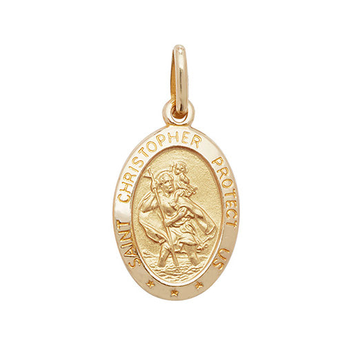 9ct Yellow Oval St Christopher Pendant