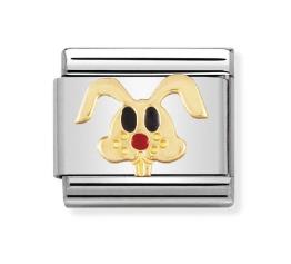 Nomination Classic 18K Gold and Enamel Animals of Earth Rabbit Head Charm 030212/37