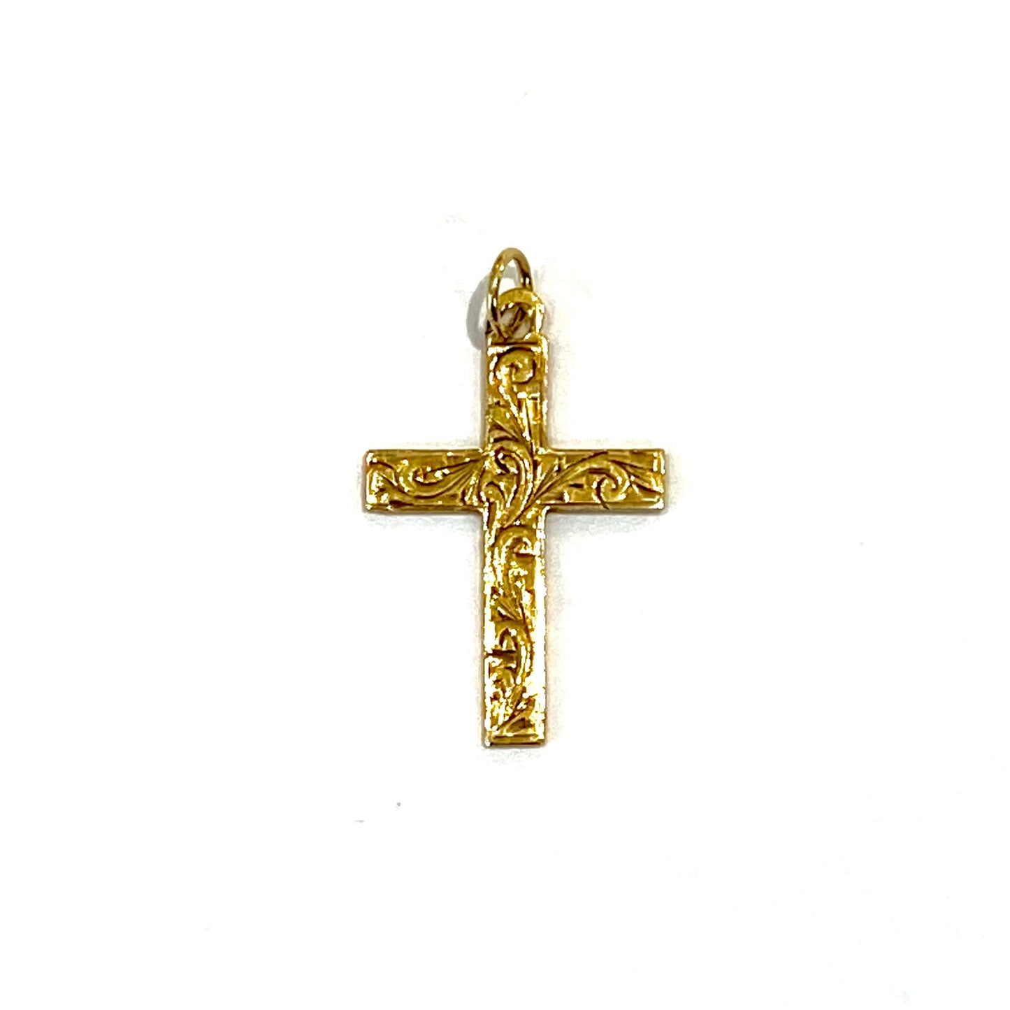 9ct Yellow Gold Patterned Cross Charm Pre Loved