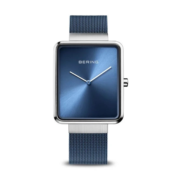 Bering Gents Stainless Steel blue Oblong bracelet watch 14533-307