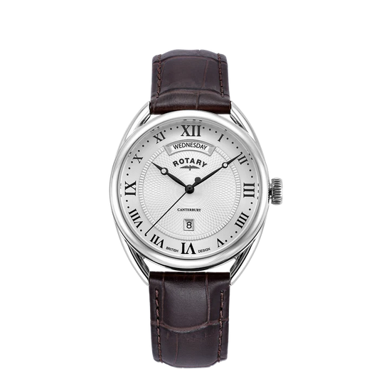 GS05530/21 Rotary Traditional Gents Watch on Brown Leather Strap with Day & Date Windows  38mm stainless steel case
