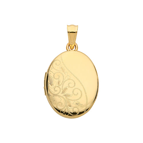9ct Yellow Gold Oval Patterned Locket