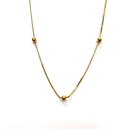 9ct Yellow Gold Bead and Link Chain Necklace Pre-Loved