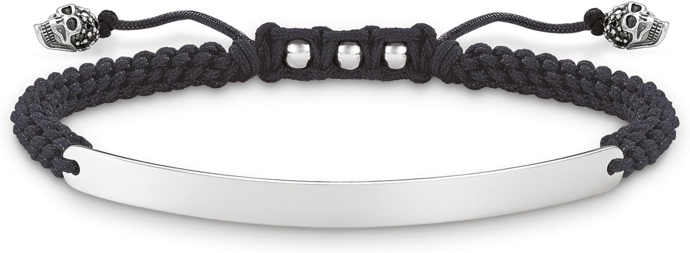 Thomas Sabo Sterling Silver 'Love Bridge' Skull Black ID Bracelet