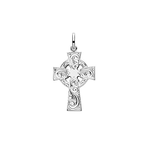 Silver Patterned Celtic Style Cross Pendant