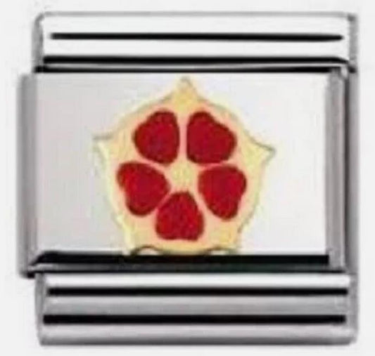 Nomination Classic 18K Gold and Enamel Gold & Red Lipsia Rose Charm 030249/04