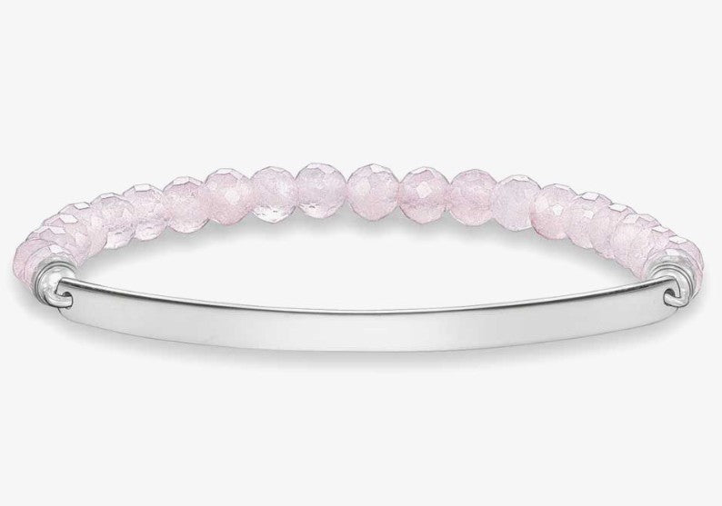 Thomas Sabo Sterling Silver Pink Beaded 'Love Bridge' ID Bracelet