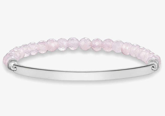 Thomas Sabo Sterling Silver Pink Beaded 'Love Bridge' ID Bracelet