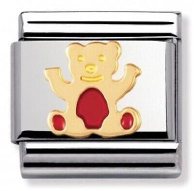 Nomination Classic 18K Gold and Enamel Gold & Red Teddy Bear Charm 030212/28
