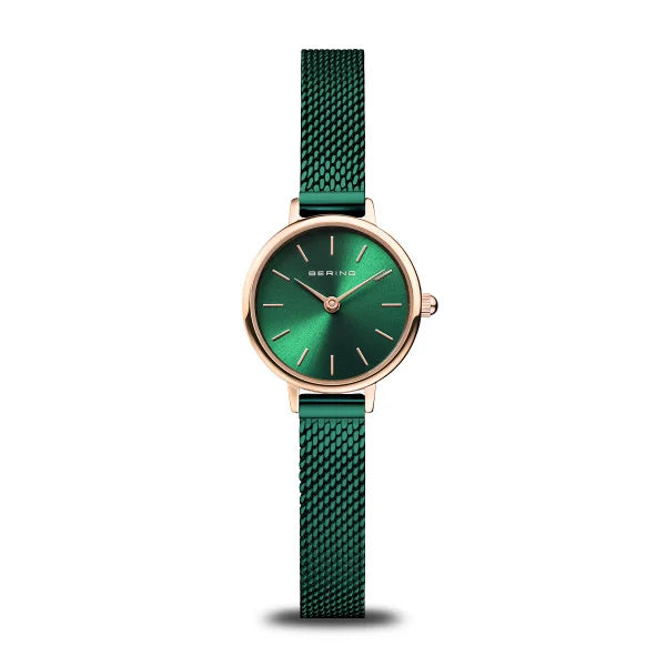 11022-868 Bering Ladies Classic Green Mesh bracelet watch