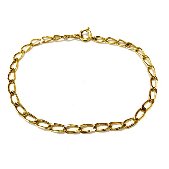 9ct Yellow Gold Long Round Curb Link Chain Bracelet