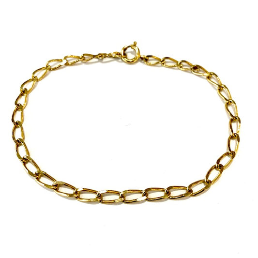 9ct Yellow Gold Long Round Curb Link Chain Bracelet