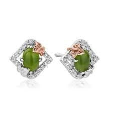 3SIVL0341 Clogau Silver Green Jasper with White topaz set stud earrings