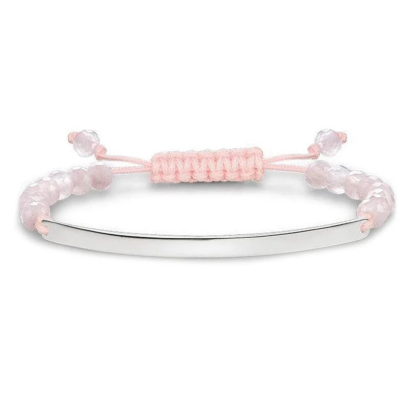 Thomas Sabo Sterling Silver Pink Beaded 'Love Bridge' ID Bracelet