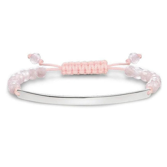 Thomas Sabo Sterling Silver Pink Beaded 'Love Bridge' ID Bracelet