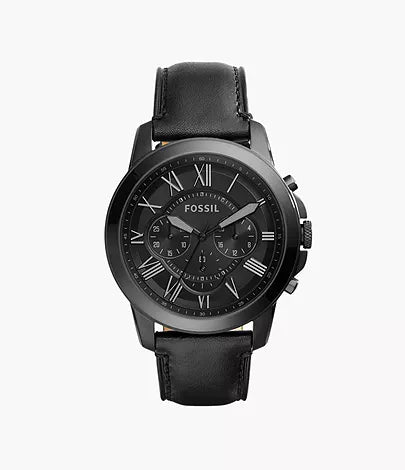 Fossil Grant Chronograph Black Leather Watch Ref FS5132