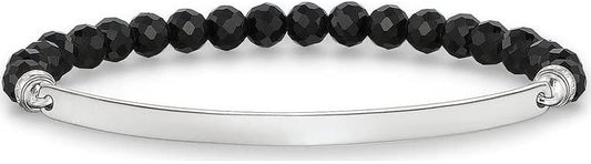 Thomas Sabo Sterling Silver Black Beaded 'Love Bridge' ID Bracelet