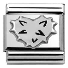 Nomination Classic Silvershine and Black Enamel Thorn/Spikey Heart Charm 330101/03