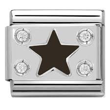 Nomination Classic Silvershine and Black Enamel CZ Set Star Charm 330306/03