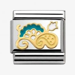 Nomination Classic 18K Gold and Enamel Blue and White Cashmere Flower Bouquet Charm 030281/21