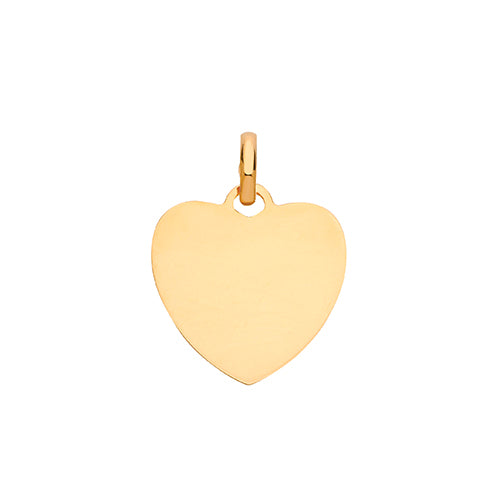 9ct Yellow Gold Plain Heart Pendant