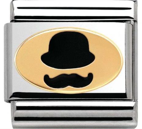 Nomination Classic 18K Gold and Enamel Gold & Black Monsieur/Gentleman Silhouette Charm 030285/18