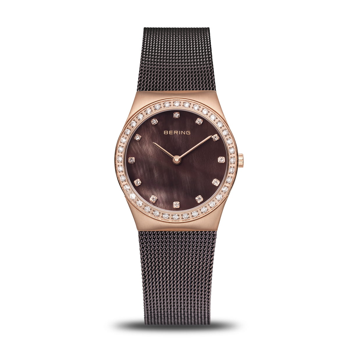 Bering Women's Classic Brown MOP Dial Brown Milanese Steel Mesh Bracelet Watch 12430-262