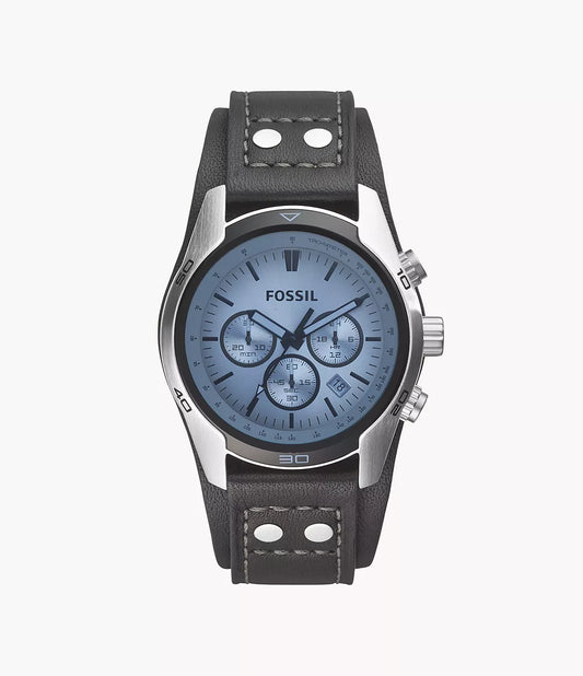 Fossil Coachman Stainelss Steel Chronograph Watch on Leather Cuff